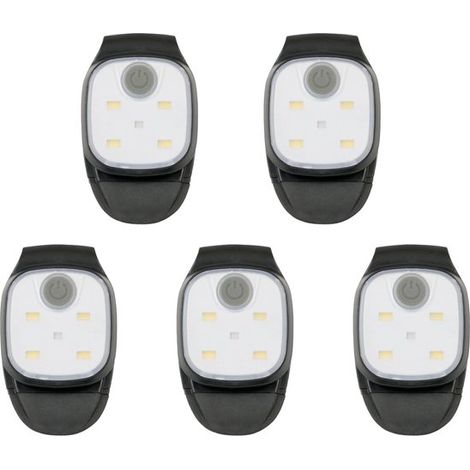 5 luces de trabajo con clip, 5 luces LED con clip, Lámpara portátil recargable por USB, Batería de larga duración (1/4)
