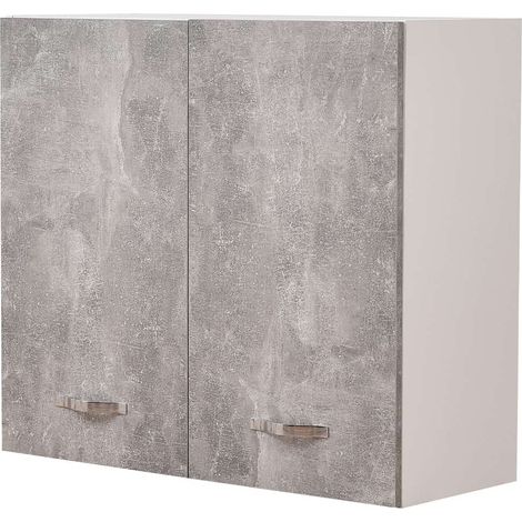 Pensile da Cucina Scolapiatti Sistema Raccogligocce Mobile Colore Grigio Cemento (1/5)