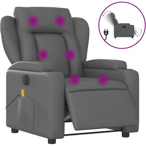 Maison Exclusive - Massagesessel Elektrisch Grau Kunstleder