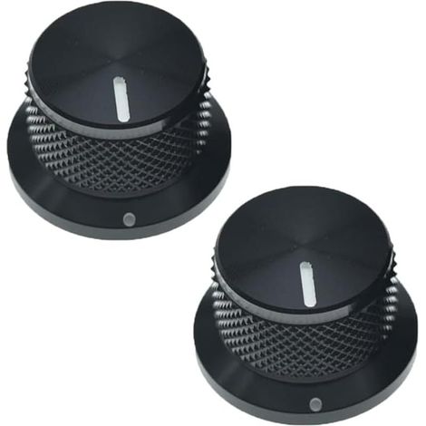 Lot de 2 boutons de potentiomètre rotatifs moletés en aluminium pour réglage du volume (Noir) (1/5)