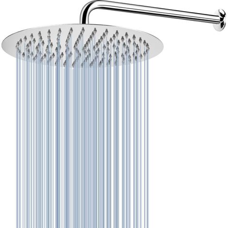 Regenduschkopf mit Verlängerungsarm, Edelstahl, 25cm Rund, Hoher Wasserdruck (1/5)