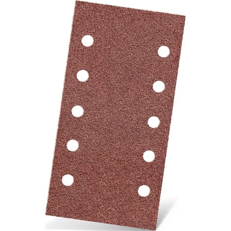 MENZER Red Carte abrasive velcrate, 230 x 115 mm, 10 fori, p. Levigatrici orbitali, Corindone normale (50 Pz.) G100