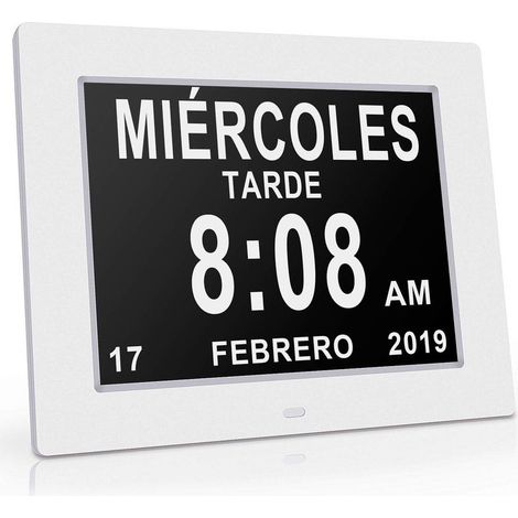 CYRILL – Orologio con oscuramento automatico senza oscuramento, orologio digitale LCD da 8 pollici Calendario con oscuramento automatico Promemoria display HD in 8 lingue (1/5)