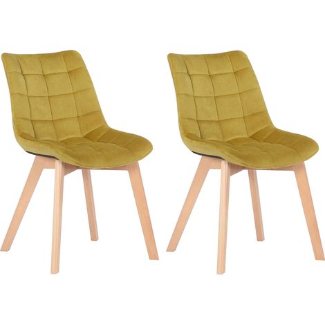 Set de 2 Sillas de comedor Passaic en terciopelo Amarillo (1/5)