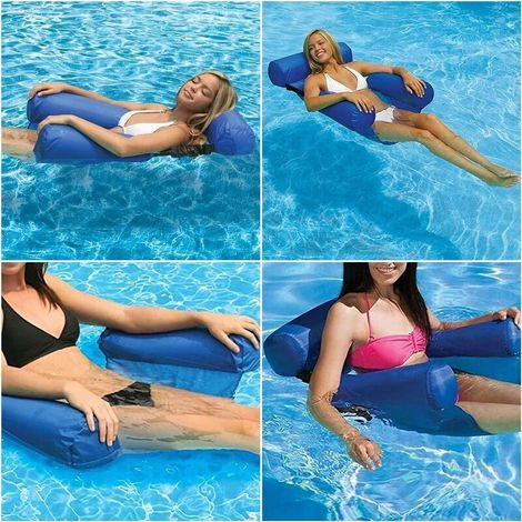 Hamac Gonflable Piscine, Hamac Floattant, Bouée Matelas Gonflable, Hamac de Piscine Fauteuil Chaise Flottante Portable, Adaptée à La Piscine, à La Plage, Aux Vacances 100x120cm, (1/4)