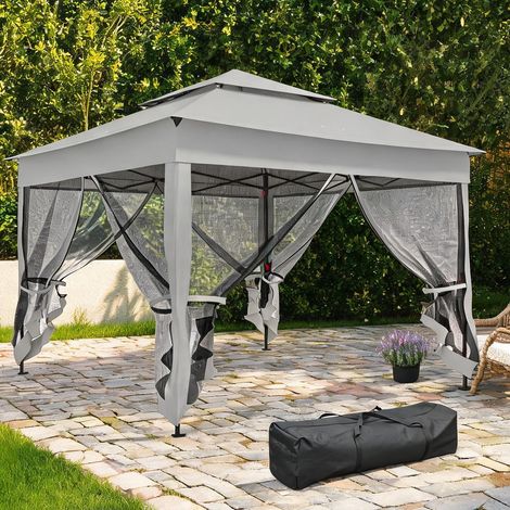 SunJet Store banne, auvent rétractable, Tonnelle pop-up 3x3 m à double - Réf. H75NCEZL9DXE (1/5)
