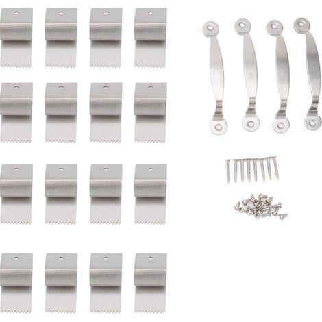 Hurrikansichere Fensterclips, geeignet für 1/2 Zoll dickes Sperrholz, Edelstahl, wiederverwendbar, Rollladenbeschläge zum Schutz, silberfarben, 16 Stück (1/5)
