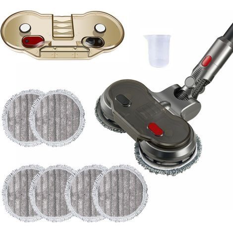 Tête de Vadrouille Electrique pour Dyson V7 V8 V10 V11 Aspirateur, avec Réservoir d'eau Amovible et 6 Vadrouille Lavable,Accessoire de Nettoyage pour aspirateur (1/5)
