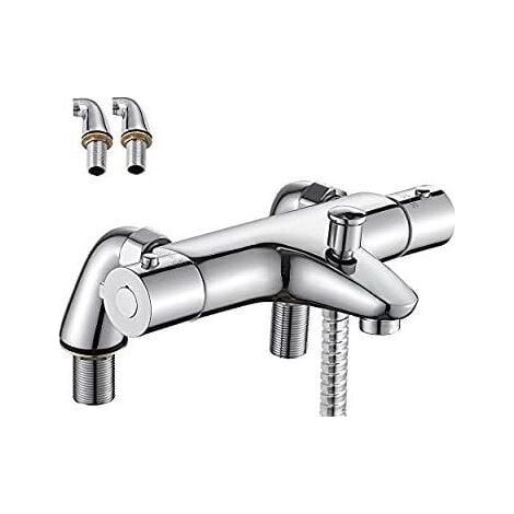 Thermostat-Badewannenarmatur – Thermostat-Duscharmatur mit 38°C-Sicherheitsknopf – Thermostat-Duscharmatur für Badewanne – Messing – Verbrühungsschutz (1/4)