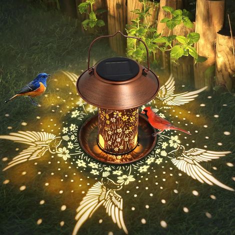 Mangeoire Solaire à Oiseaux en Fer Forgé Ajouré Colibri – Éclairage Extérieur Étanche – Décoration Jardin, Terrasse, Balcon (1/5)