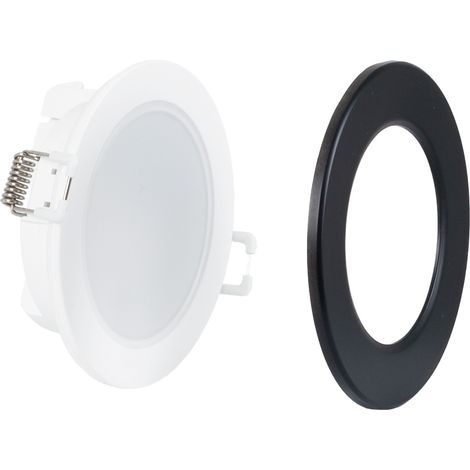 Kit Spot encastrable extérieur 5W - IP65 - 3000K + Collerette - Blanc Chaud - Noir (1/5)