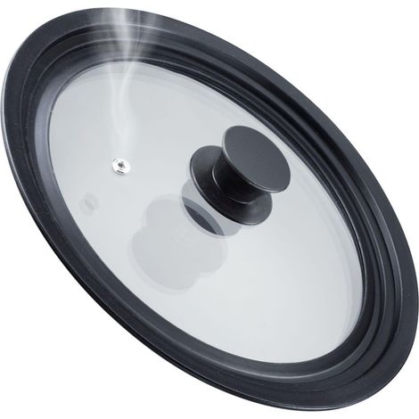 Couvercle universel avec Bord en Silicone - Polyvalent pour Casseroles et Poêles de 24 à 28 cm de Diamètre, Verre de Sécurité Résistant à la Chaleur - 290 × 290 × 51 mm (1/5)