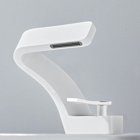 White washbasin tap, single-handle waterfall mixer tap for a modern and elegant bathroom (1/5)