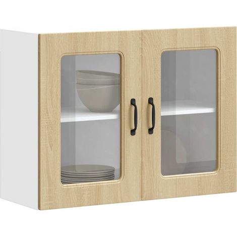 Küchen-Hängeschrank mit Glastür Kalmar Sonoma-Eiche Holzwerkstoff