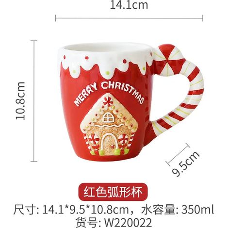 Mug de Noël en céramique avec bonhomme en pain d'épice, mug à café peint à la main et embossé, mug à thé raffiné