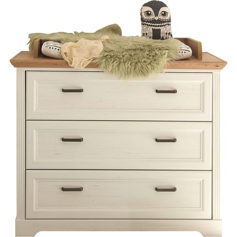 Wickelkommode, umbaubar zu Kommode, Landhausstil, Pine weiß mit Eiche JASPER-78 (1/4)