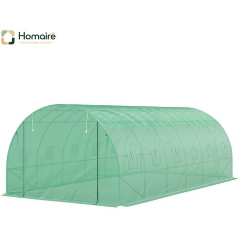HOMAIRE Polytunnel Gewächshaus mit Kunststoff-Abdeckung, Stahlrahmen, begehbares Zelt und Rolltüren