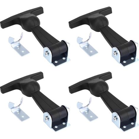 4x Elastische Gummihaubenhalterungen mit Schnellverschluss, T-Griffschlaufe, flexible Motorhaubenbefestigungen, flexible Metall-Gummizugriegel für Motorwagen (1/5)
