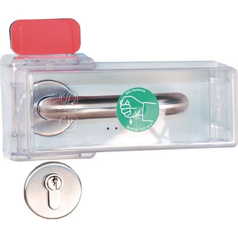 Cappuccio per porta di emergenza tipo K con protezione per maniglie delle porte in plastica Macrolon trasparente
