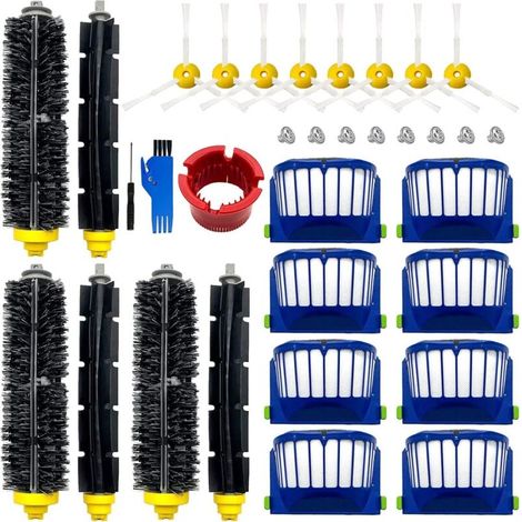 Kit di accessori di ricambio per iRobot Roomba Serie 600 694 675 692 676 695 677 671 655 645 690 680 660 650 620 614 e Serie 500 595 585 564 Robot 3 spazzole per capelli e 3 spazzole rotanti 8 filtri (1/5)