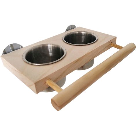 Perchoir pour oiseaux avec mangeoire et abreuvoir amovibles pour inséparables et cacatoès, à installer dans des cages ou des zones d'élevage domestiques.-AquaForge (1/5)