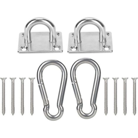 Plaque d'ancrage en acier inoxydable pour hamac, anneau de fixation toiture et sandows de suspension (1/5)