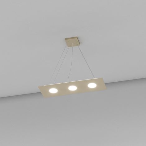 Lampadario Moderno Rettangolare Area Metallo Sabbia 3 Luci Gx53