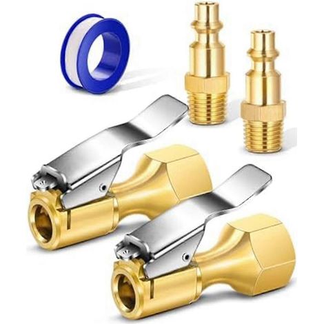 Pour pince pneumatique, robinet de débit fermé en laiton avec bride et raccord rapide standard 1/4" NPT pour accessoires de compresseur d'air (1/5)