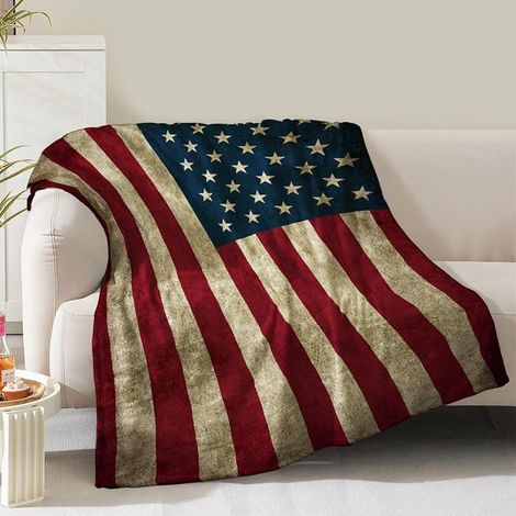 Couverture En Polaire - Drapeau Américain - Pour Canapé Chambre Salon - 60 X 50 Pouces - 1 Pièce (1/5)