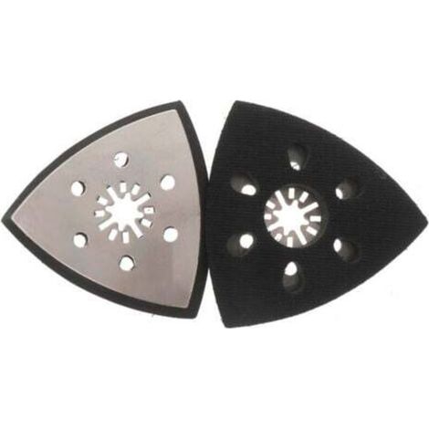[NEVER USED] Set of 2 Triangular Sanding Pads with 6 Holes, 93 mm, Triangular Sanding Pad Accessories for Wood, Hard Plastics, Metals, Grinding or Polishing