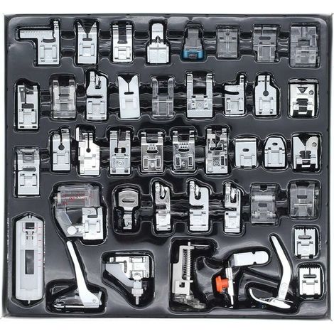 Juego de 42 prensatelas para máquina de coser doméstica - Prensatelas multiusos - Regalos de costura - Compatible con la mayoría de modelos de máquinas de coser (1/5)