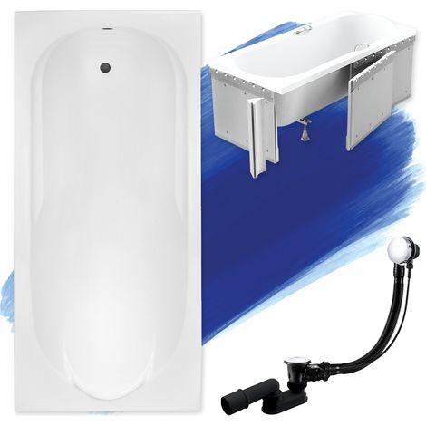 Baignoire Rectangulaire 190x80 avec des panneaux en polystyrène, Siphon de bain et pieds (support) - Set 4en1 - Fabriqué en UE - BADLAND BONA