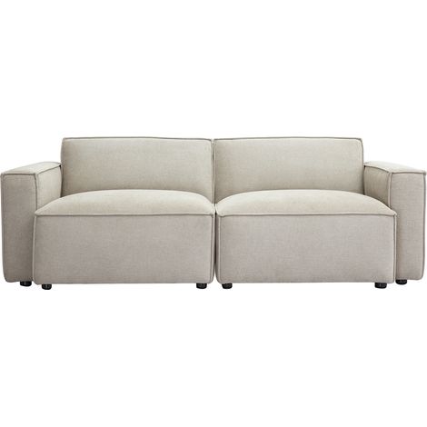 3-Sitzer Modulsofa in beige Samt-Effekt Textil SPLIT