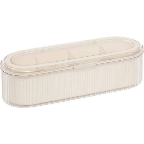 Boîte de Rangement 4 Compartiments "Alba" 27cm Beige (1/5)