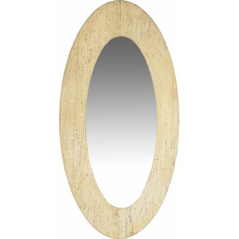 Miroir ovale effet travertin naturel pour décoration élégante - Beige travertin naturel (1/3)
