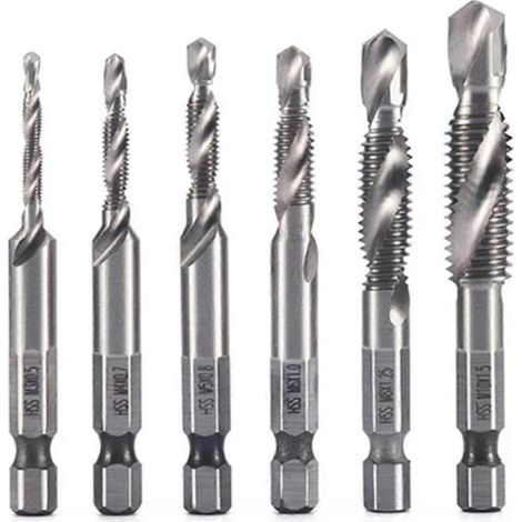 6 pièces M3 M5 M6 M8 M10 Foret à tarauder composite plaqué titane-- (1/5)
