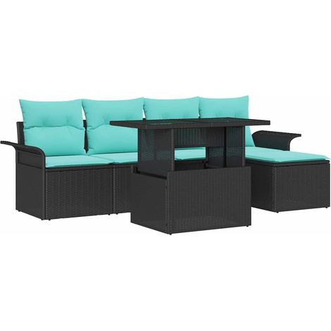 Garden Sofa Set with Cushion 6 pcs Black Poly rattan vidaXL (1/5)