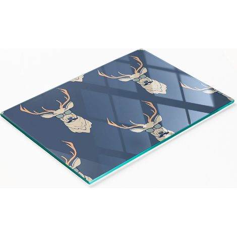 Tagliere e vassoio decorativo in vetro con cervo in stile hipster, 80x52 cm (1/5)