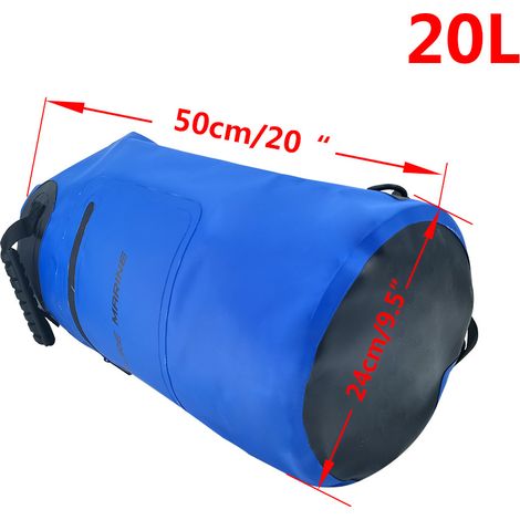 20-liter outdoor waterproof bag made of PVC mesh fabric, waterproof drawstring bag with zipper, buoyant, waterproof bag for beach and swimming pool, accessories, 20-liter blue waterproof bag--DTEKGAZ