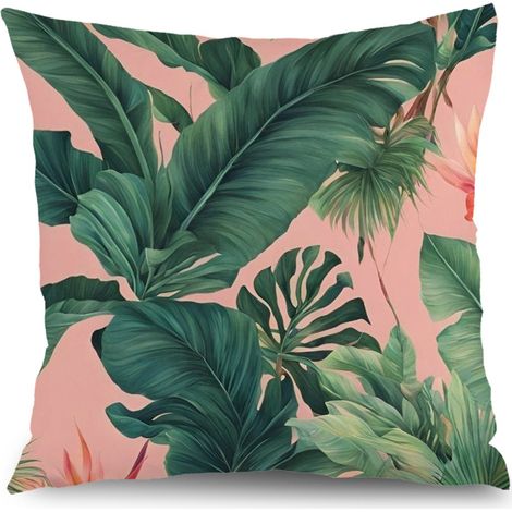 Housse de coussin fleurs jardin, décoration chaise banc extérieur,50×50cm (1/5)