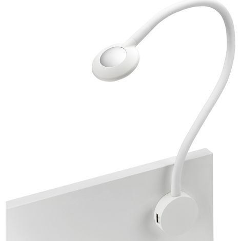 JUNKER Lighting LED Bettleuchte / Leseleuchte LUCE weiß mit flexiblem Leuchtenarm, 2x USB Anschlüssen und Touchsensor (1/5)