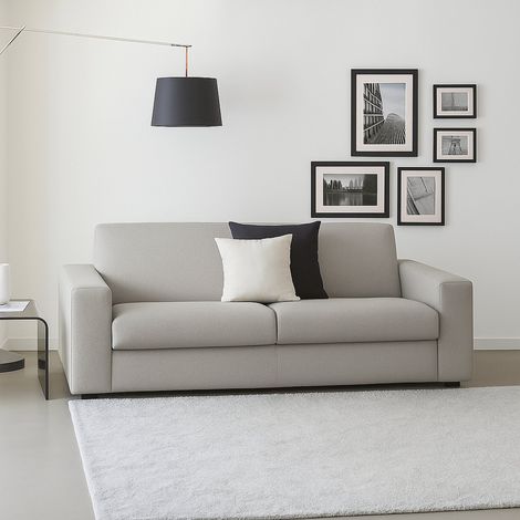 Dmora - Canapé fixe Desteve, Canapé 2 places, 100% Made in Italy, Canapé de salon en tissu rembourré, avec accoudoirs standards, Cm 180x95h90, Gris (1/4)