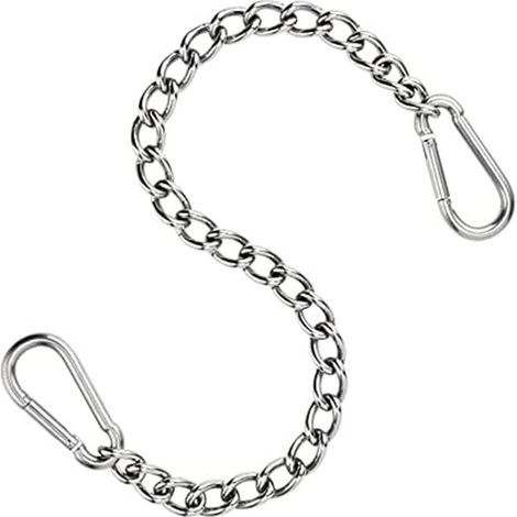 Catena per sedia sospesa in acciaio inox 304 - 66 cm - con due moschettoni - fino a 250 kg - per sacco di sabbia - prolunga per sedia sospesa e amaca (acciaio inox 304) - Crezuo