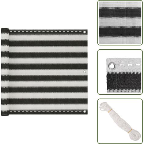 Balkonsichtschutz HDPE 90x400 cm anthrazit und weiß - Balkon Privacy Screen - HDPE Blickschutz - Winddurchlässiger Sichtschutz - Balkonabdeckung - Sonnendach (1/5)