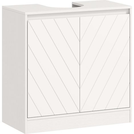meuble de rangement pour salle de bain à deux portes avec étagères intérieures réglables en hauteur dimensions : 60 x 30 x 59.8 centimètres de couleur blanche