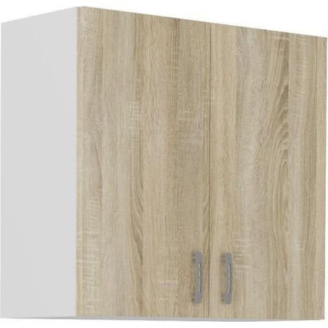 SARA Meuble haut SARA - 2 portes - Décor chene sonoma - L80 x P31 x H71,5 cm (1/2)