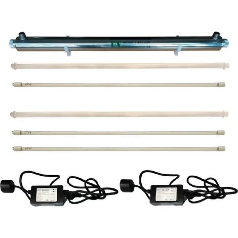 Purificateur UV 55w 12GPM, avec 2 lampes supplementaires, 1 manchon de quartz supplementaire, 1 ballast supplementaire, filtre a eau UV pour la purification de toute la maison (1/5)