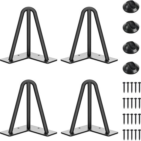 Pata de mesa de 3 postes, apta para mesa de centro, mesa de comedor, mesita de noche, altura 15 cm (negra, 4 unidades) (1/5)