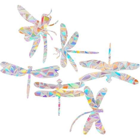 6 pieces Anti-collision Window Stickers Decorative Birds Rainbow Static Effect Non-Adhesive Reusable for Doors and Windows (1/4)