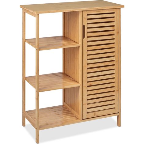 Mueble de baño estrecho almacenamiento natural diseño moderno 60 x 30 x 90 cm en bambú claro 130012594 (1/5)